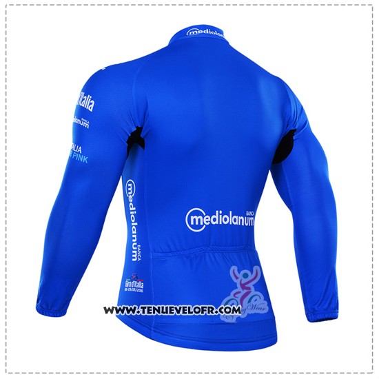 2016 Maillot Ciclismo Giro D'italie Bleu et Blanc Manches Longues et Cuissard